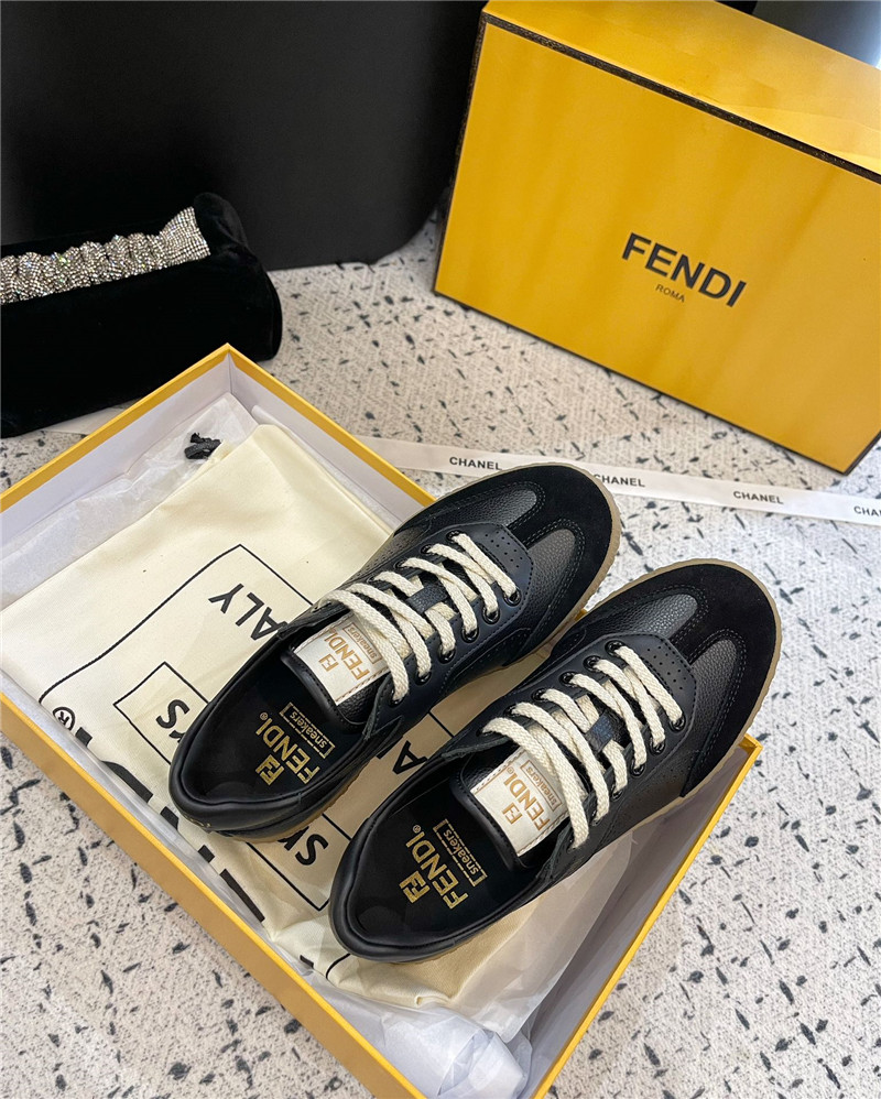 F**di lace-up logo black sneakers