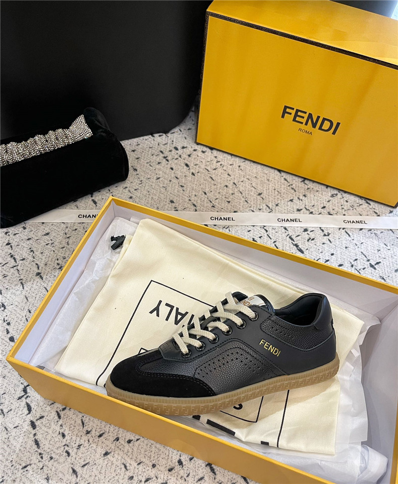 F**di lace-up logo black sneakers