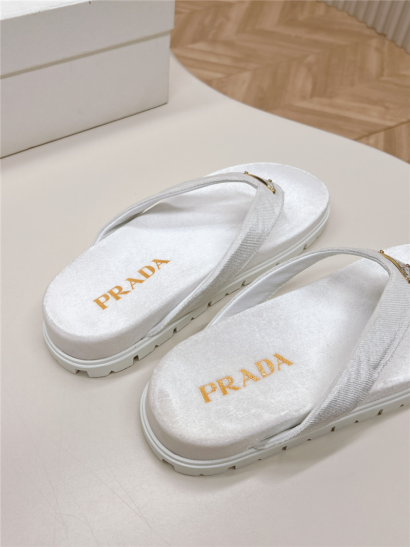 Pra*a velvet thong flip-flops white