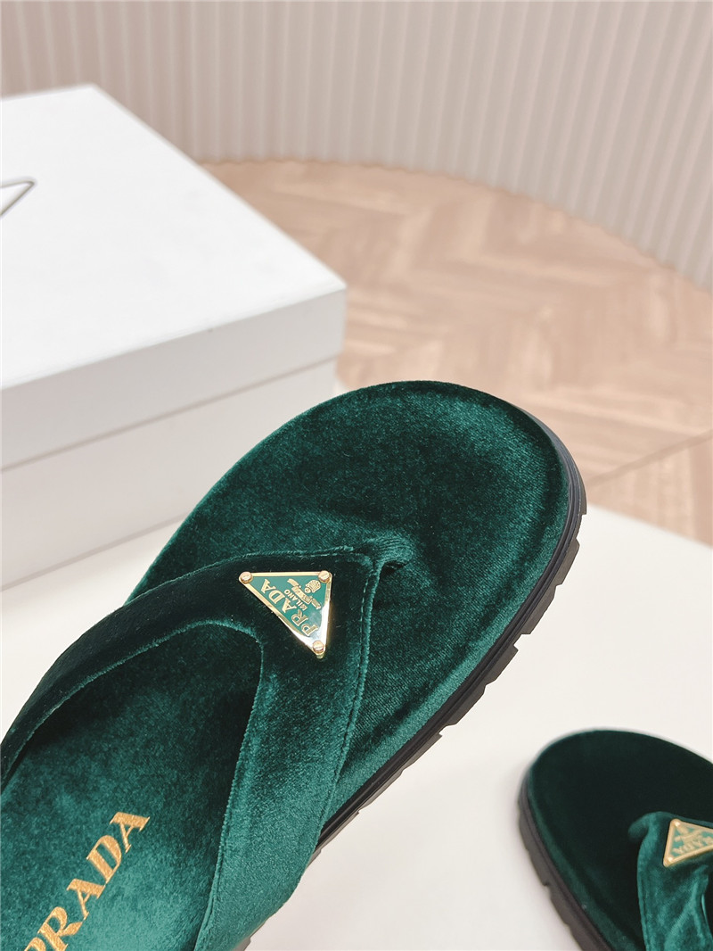 Pra*a velvet thong flip-flops in green