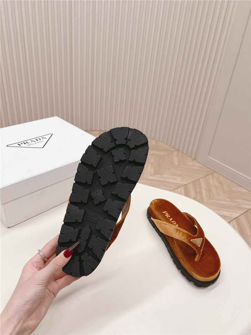 Pra*a velvet thong flip-flops in brown