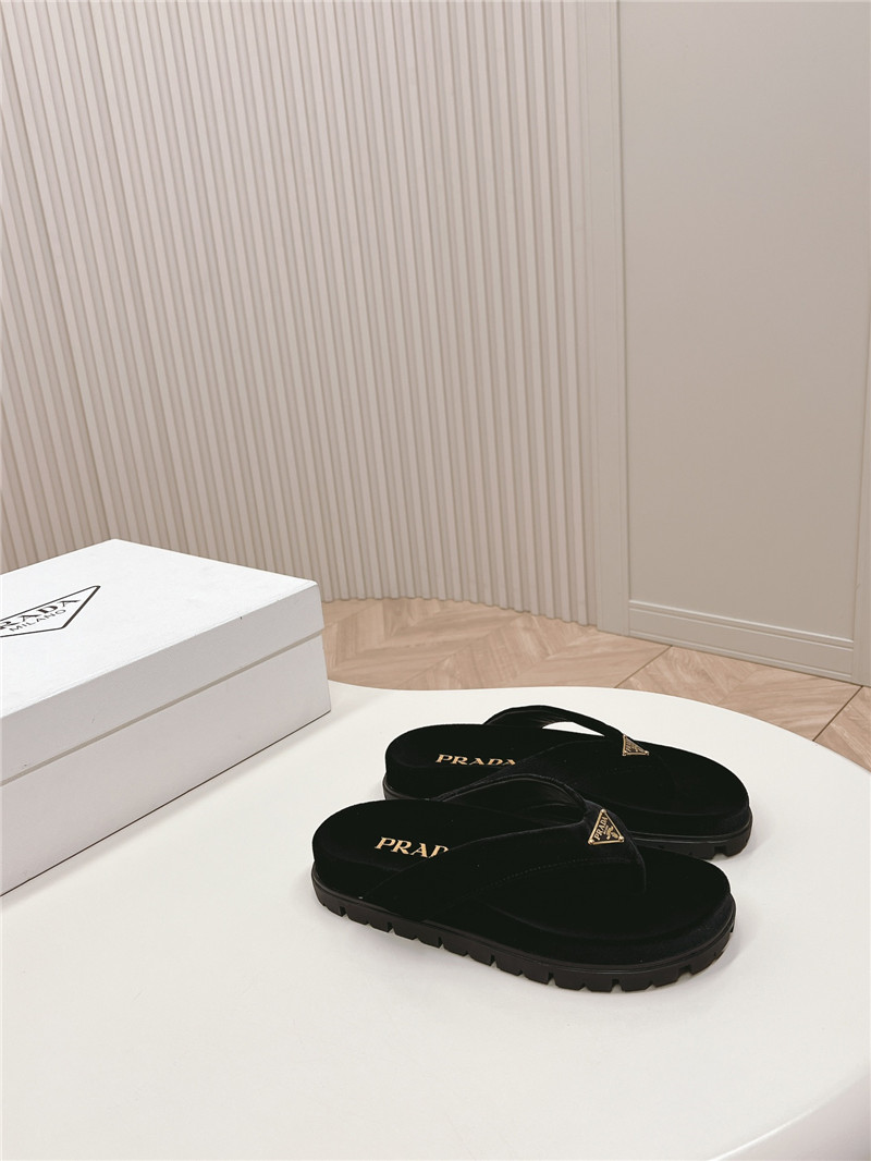 Pra*a velvet thong flip-flops in black