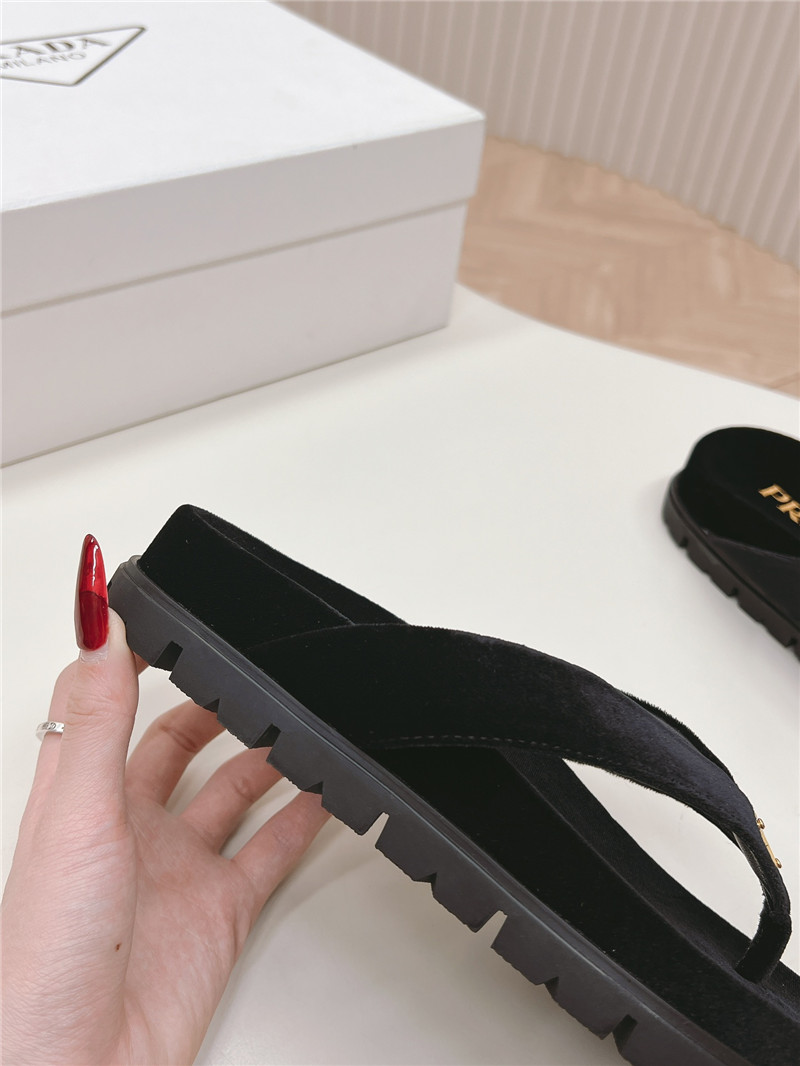 Pra*a velvet thong flip-flops in black