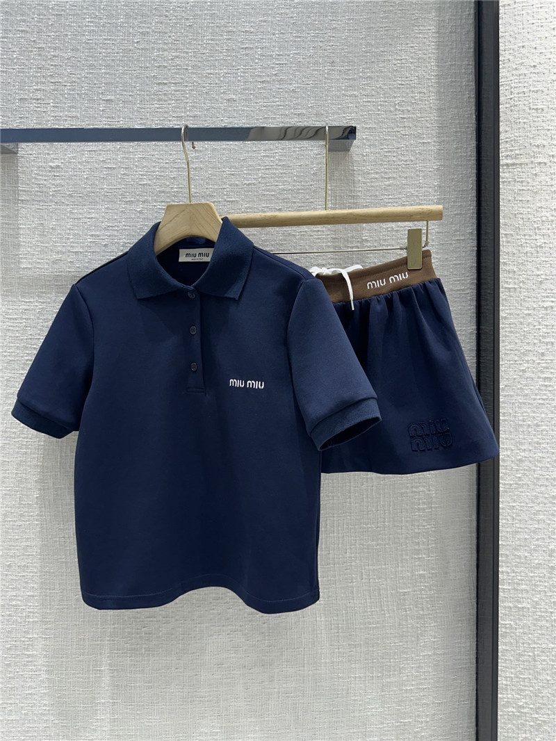 Miu Miu Navy Polo Short-Sleeve Set