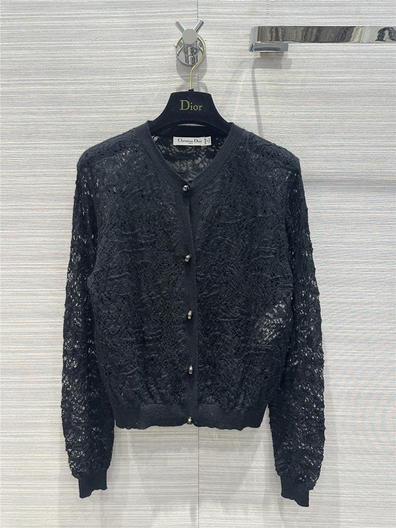 D10r lace knit cardigan in black