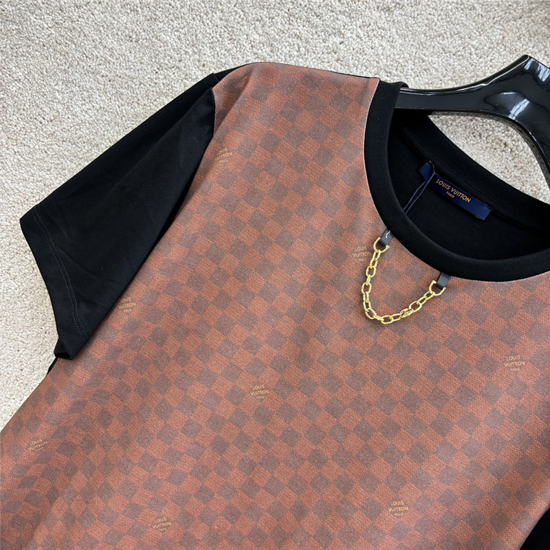l0vis Vvtt0n lv contrast color checkerboard t-shirt replica clothes