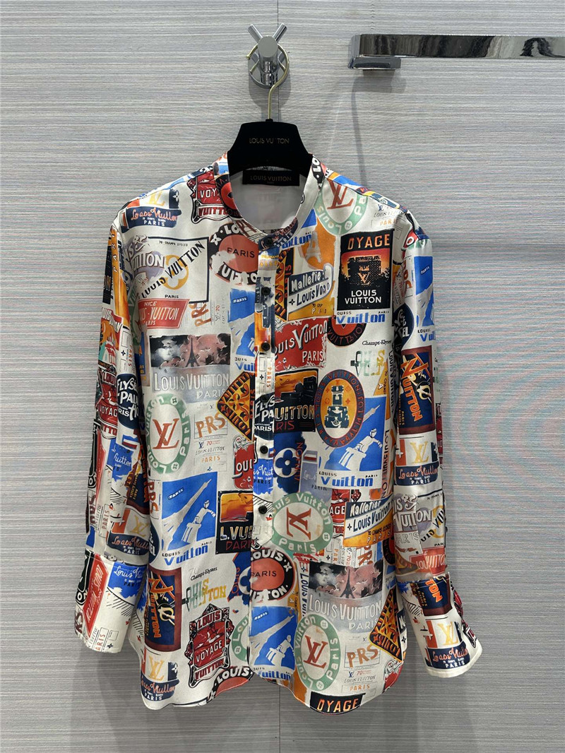 l0vis Vvtt0n lv printed silk shirt replica designer clothes