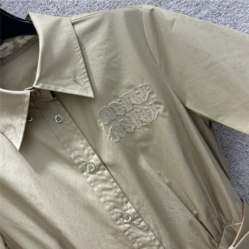 M1um1u letter embroidered short sleeve dress replica clothing