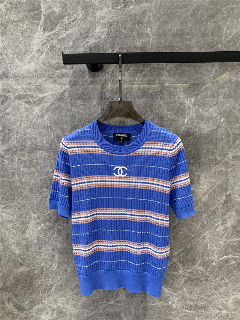 Ch**el short sleeve knitted top designer replica clothes