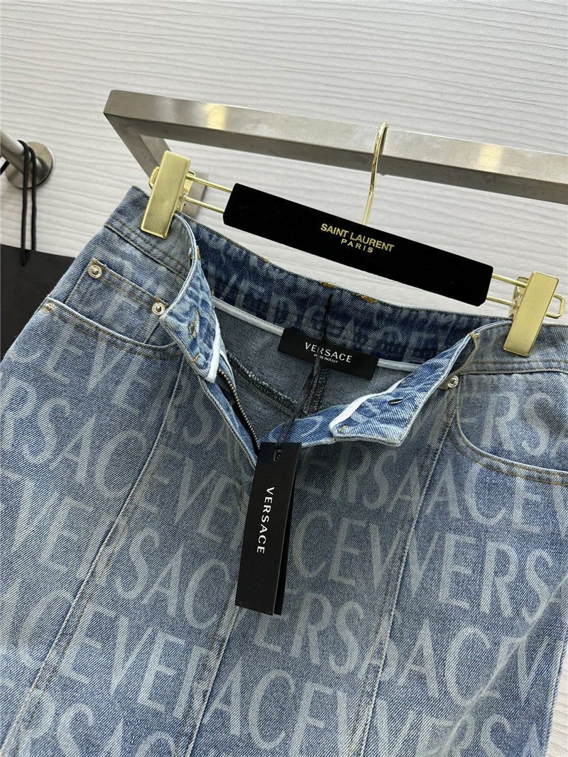 Versace letter print washed denim skirt replica clothes