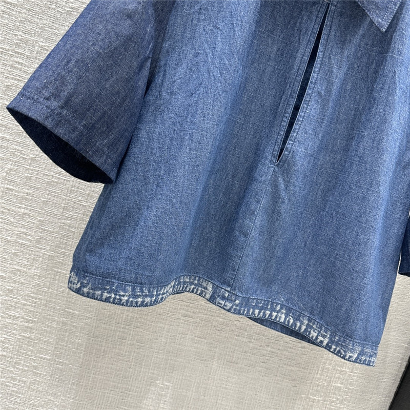 L0ew* denim colorblock washed denim shirt replica clothes