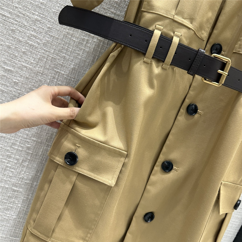 Y51 v-neck multi-pocket khaki cotton work skirt replica clothing