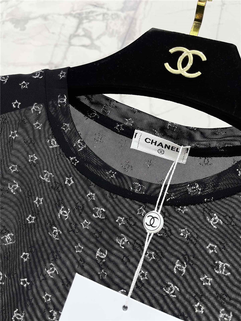 Ch**el xiaoxiang letter mesh top replica designer clothes