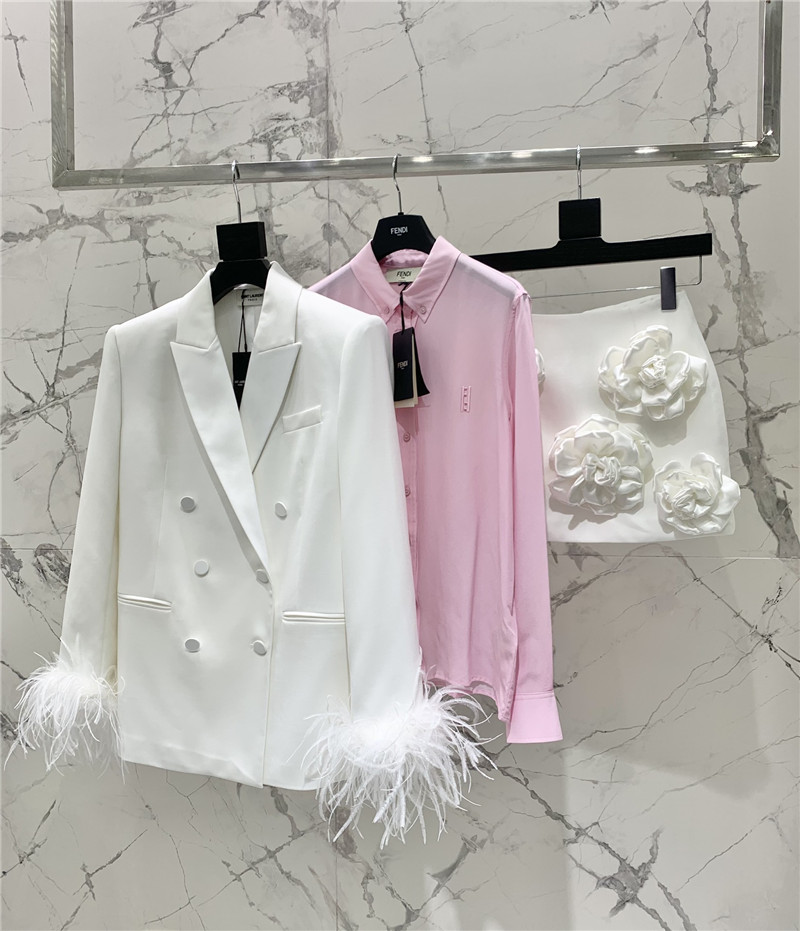 Y51 ostrich feather silhouette suit replica d&g clothing