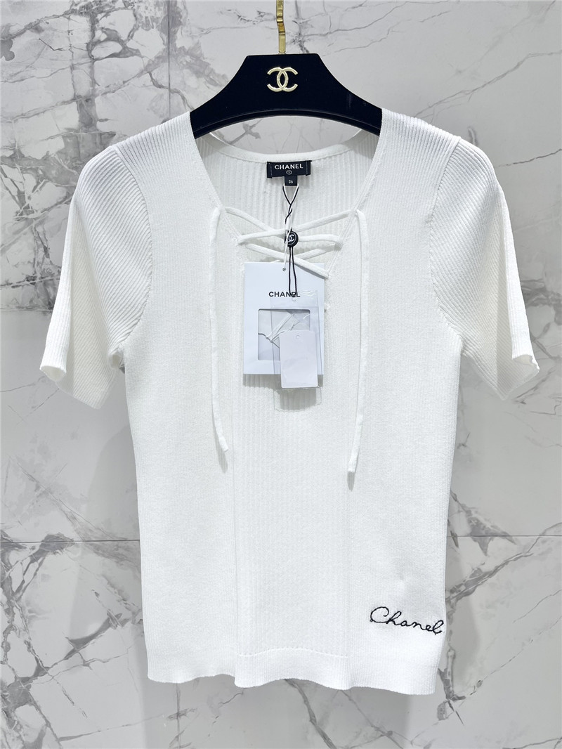 Ch**el three-dimensional cut knitted short-sleeved replica clothes