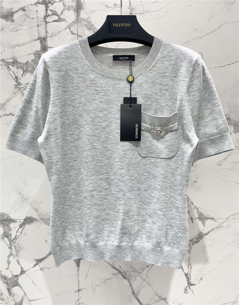 Versace Medusa Plaque Knitted Top grey