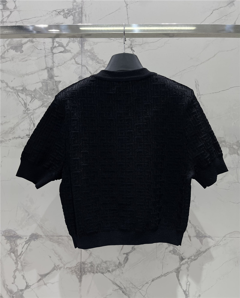 Balmain Jacquard Short Knit Cardigan in Black