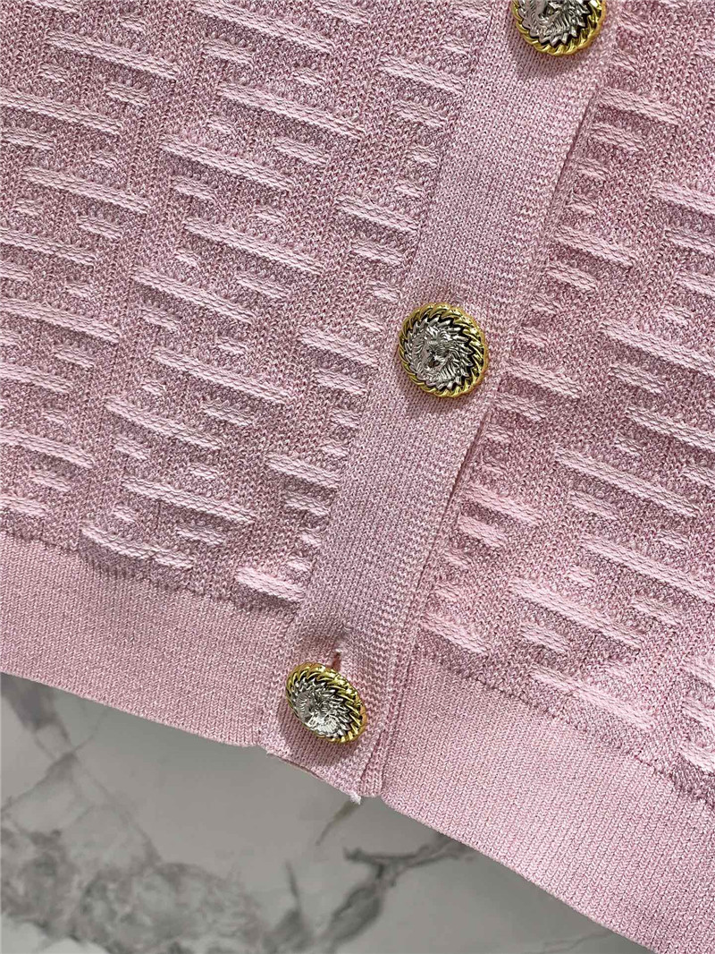 Balmain Jacquard Short Knit Cardigan in Pink