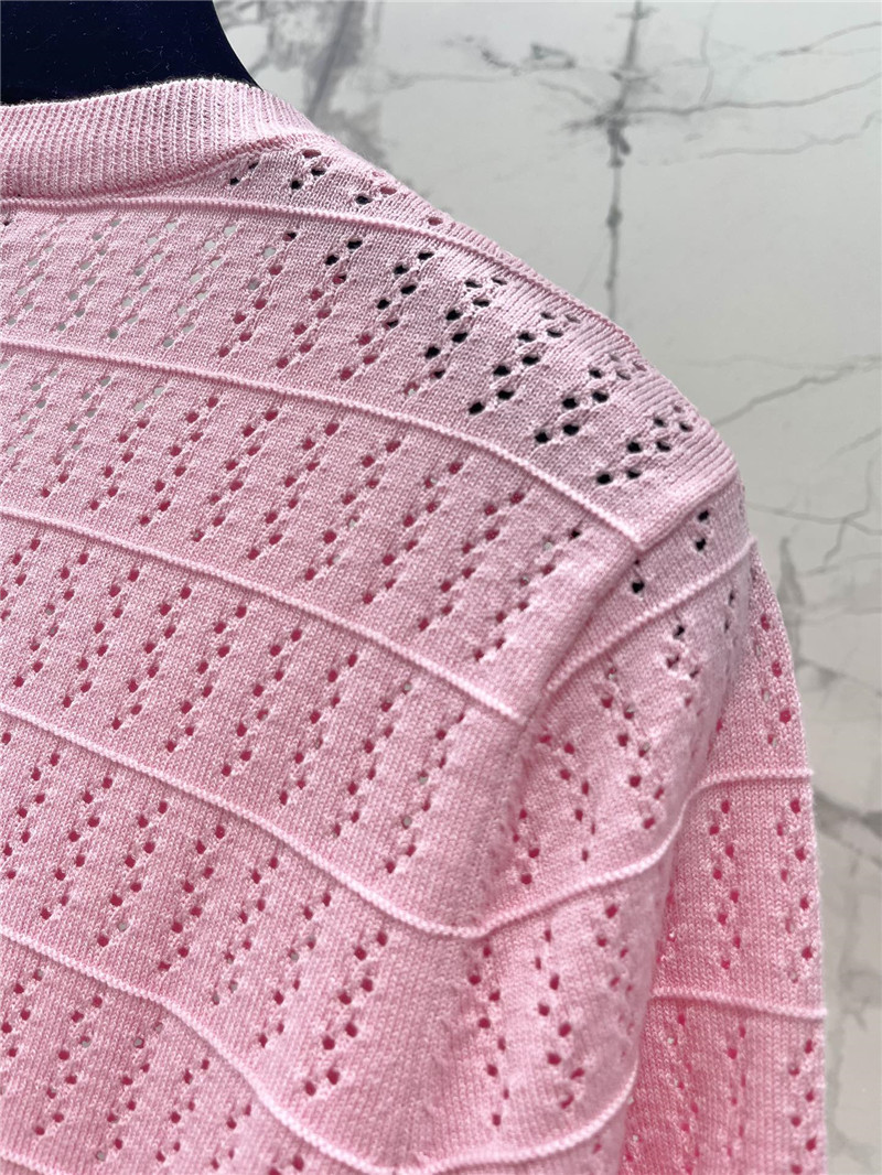 Ch**el logo hollow knitted t-shirt in pink