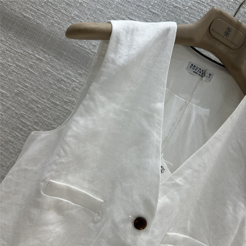 BC white cotton and linen vest suit replica designer clothes