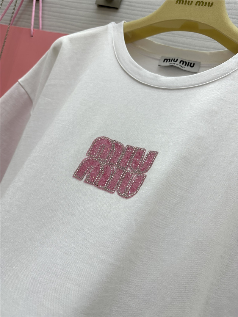 M1um1u custom beaded contrast color t-shirt replica clothing