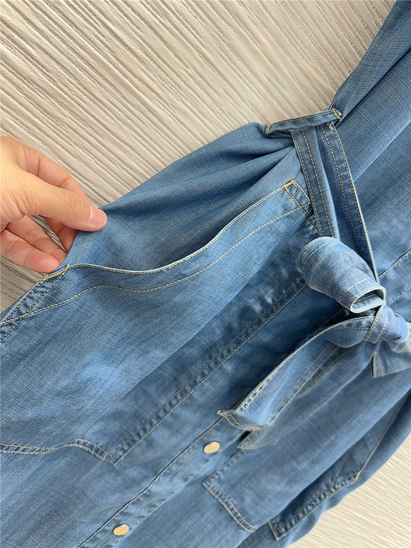 Pra*a mid-century style denim dress replica clothing sites