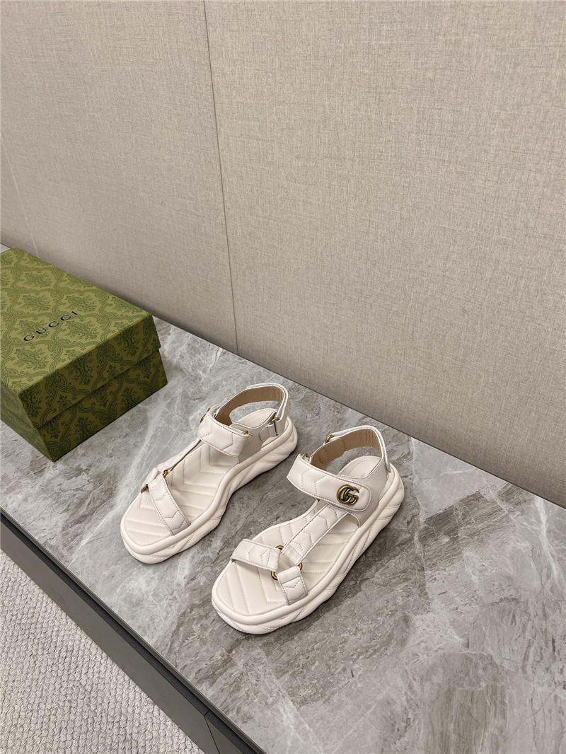 Gvc*1 double g leather sandals white