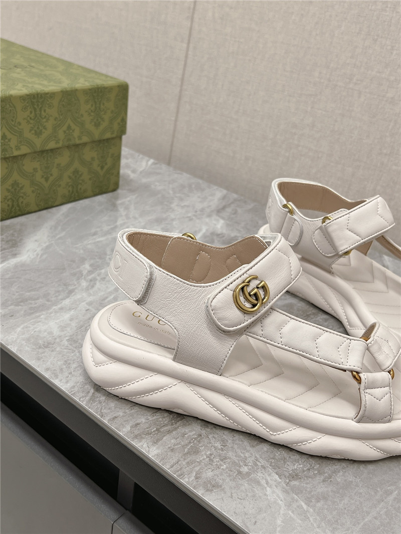 Gvc*1 double g leather sandals white