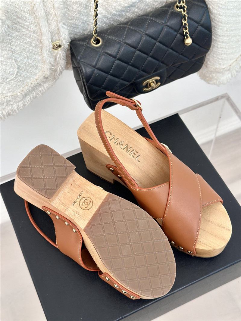 Ch**el calfskin studded slingback clog sandals