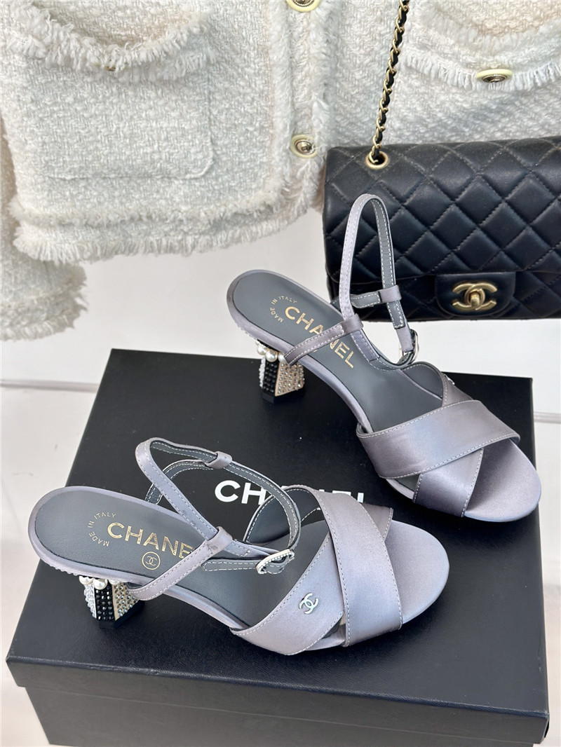 Ch**el velvet square heel sandals