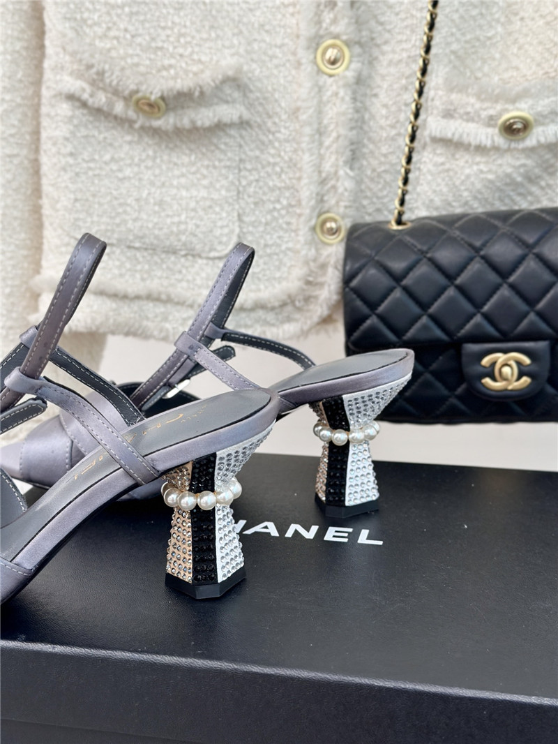 Ch**el velvet square heel sandals
