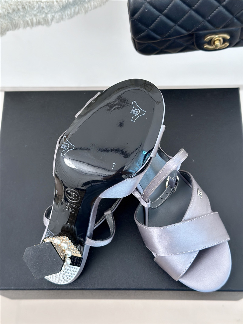 Ch**el velvet square heel sandals