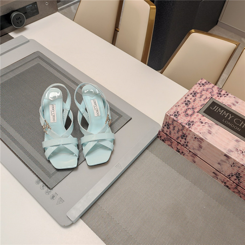 J1m*y Ch00 jess 95 blue leather sandals