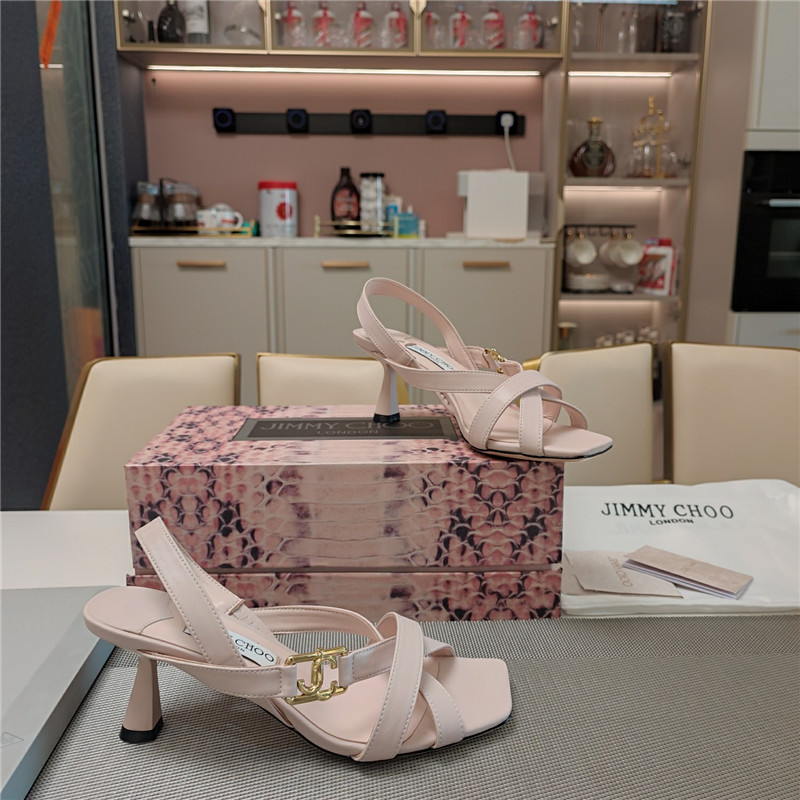 J1m*y Ch00 jess 95 beige leather sandals
