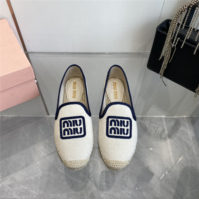 Miu Miu Blue Logo-Embroidered Espadrilles