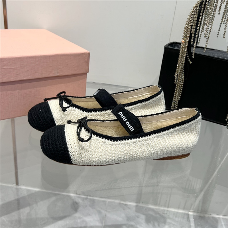 Miu Miu Cotton Crochet Ballet Flats