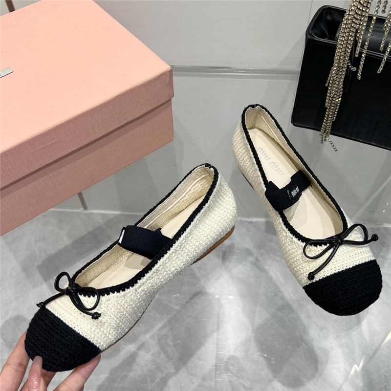 Miu Miu Cotton Crochet Ballet Flats