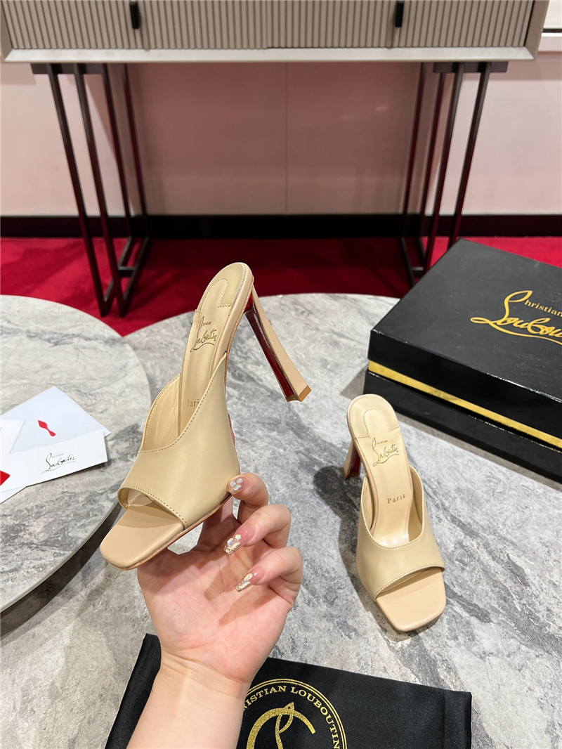 Chr1st1an louboutin condora 85 beige leather mules