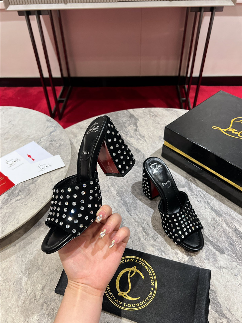 Chr1st1an louboutin jane 85 black strass mules