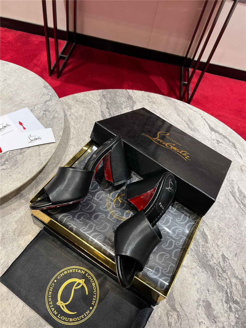 Chr1st1an louboutin square heel calfskin mules