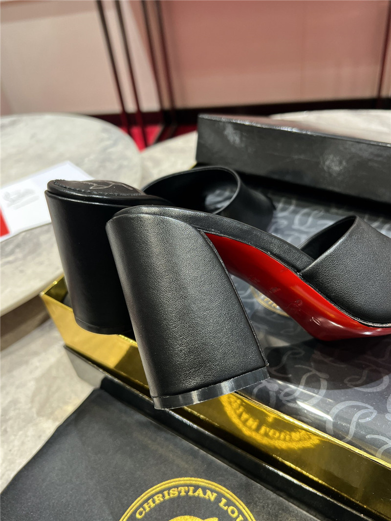 Chr1st1an louboutin square heel calfskin mules