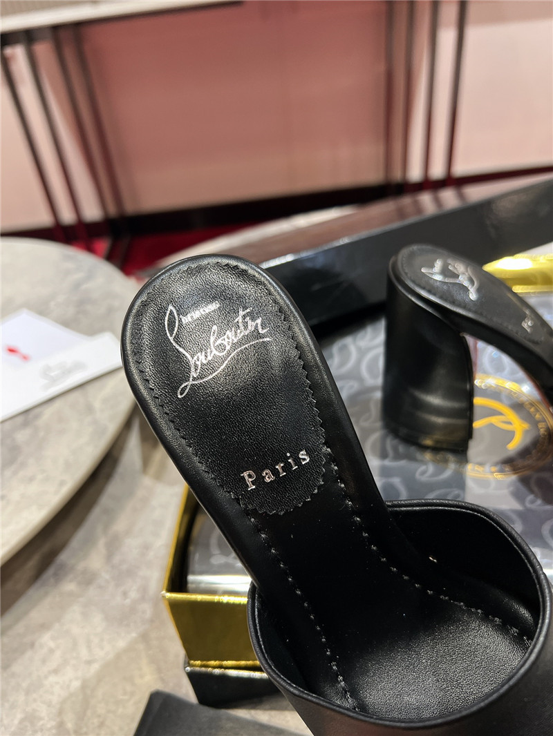 Chr1st1an louboutin square heel calfskin mules