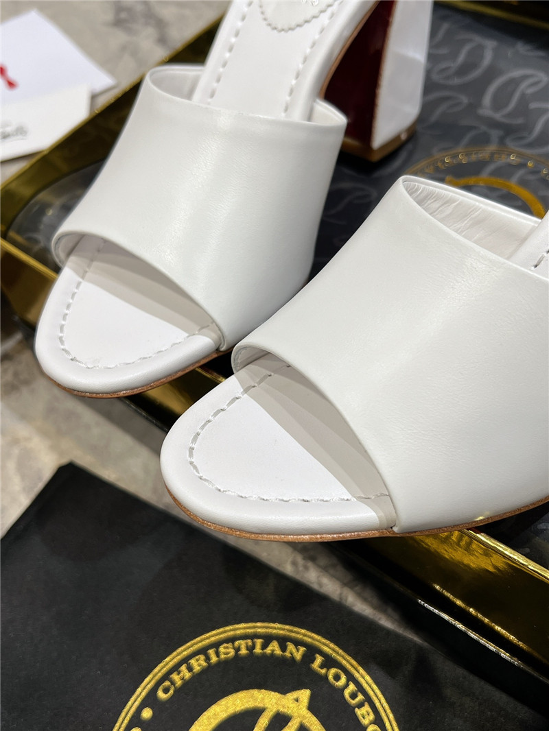 Chr1st1an louboutin white square heel patent leather mules
