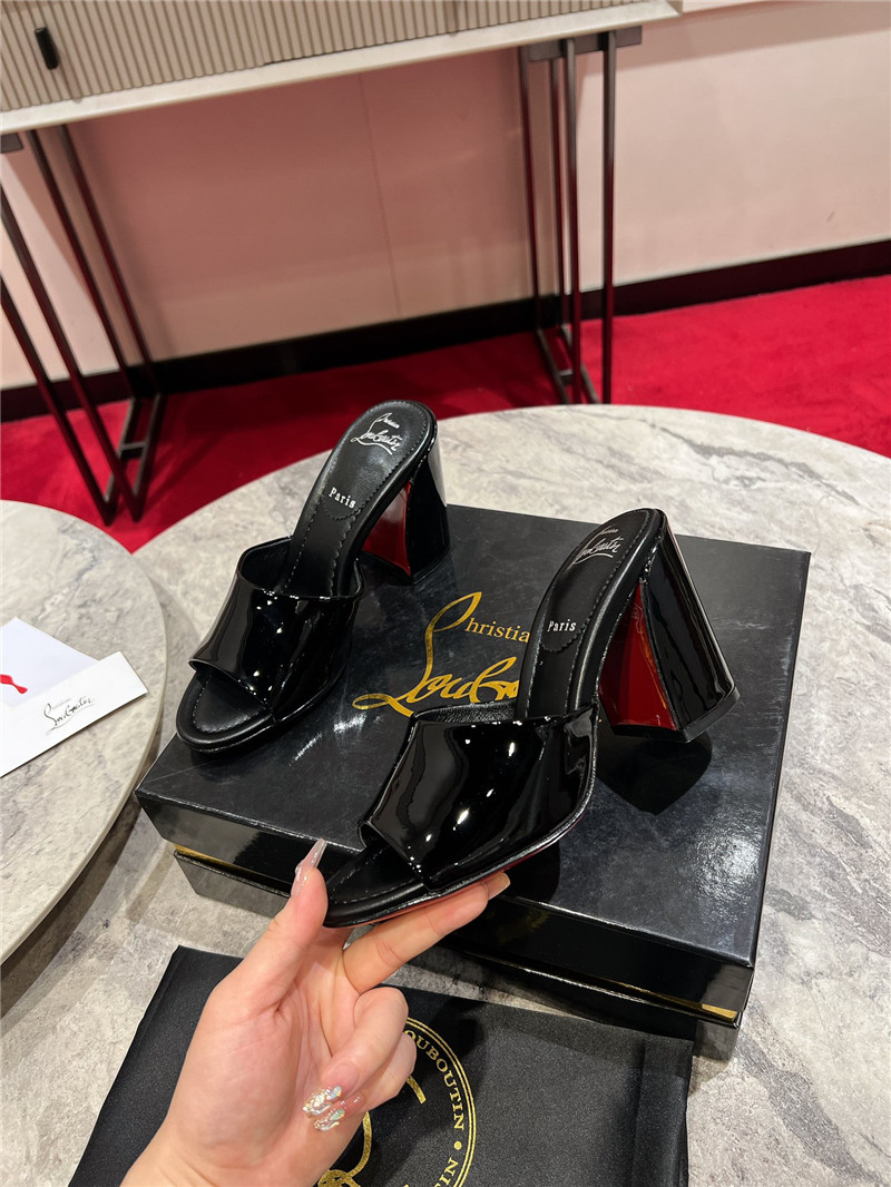 Chr1st1an louboutin square heel patent leather mules