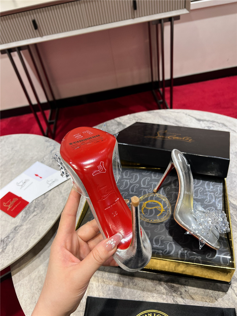 Chr1st1an louboutin aqua 80mm leather mules
