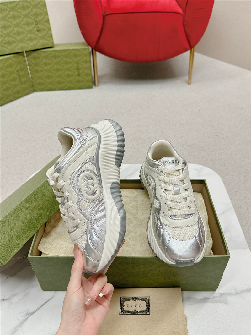Gvc*1 silver patent leather platform sneakers