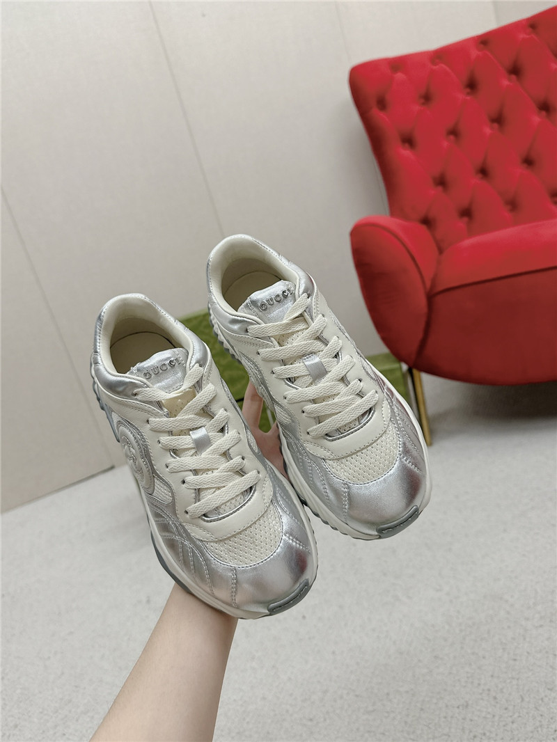 Gvc*1 silver patent leather platform sneakers