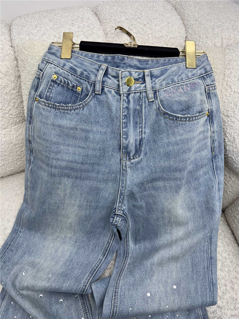 ch**el hot D1am0nd denim wide leg pants replica d&g clothing