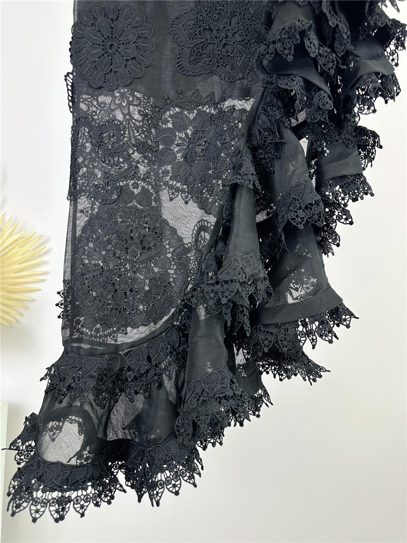 zimm asymmetric lace trim midi skirt replica clothes