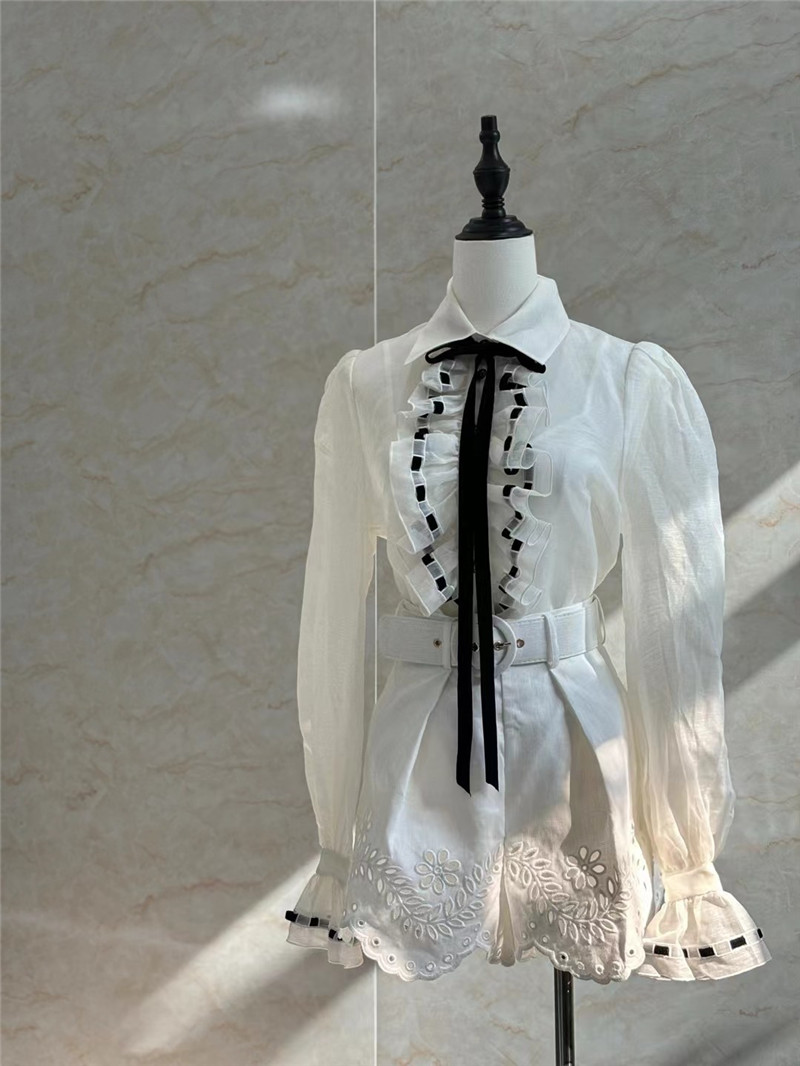 zimm silk and linen embroidered ribbon shirt replica clothing
